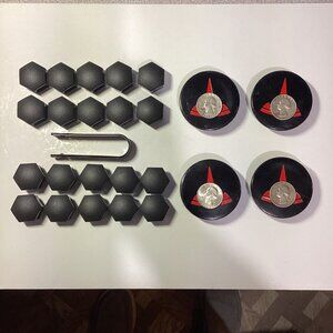 SET OF 4  For ESLA /Red Wheel Rim Center Hub Caps Free Shipping+20 Nut Cover NEW